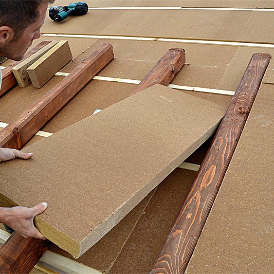 Pannelli isolanti in fibra di legno FiberTherm densità 160 kg/mc tetto